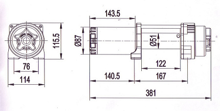 Лебедка электрическая ATV и SUV СТОКРАТ QX 6.0 LB (только тело) с удлиненным стальным барабаном.