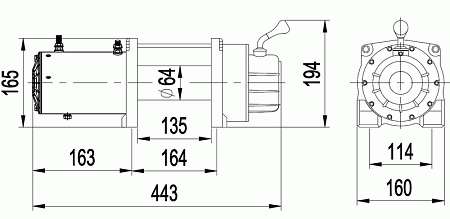 Лебедка автомобильная СТОКРАТ SD 8.0 SSW (короткий барабан), 12 Вольт.