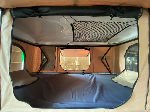 Палатка туристическая быстрораскладывающаяся СТОКРАТ с пластиковой крышей (ABS пластик) для установки на крышу автомобиля, черная