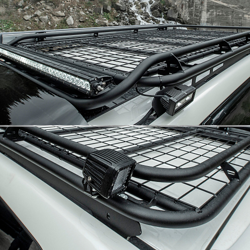 Багажник стальной серии LE для Toyota Land Cruiser 100 VX/GX с рейлингами